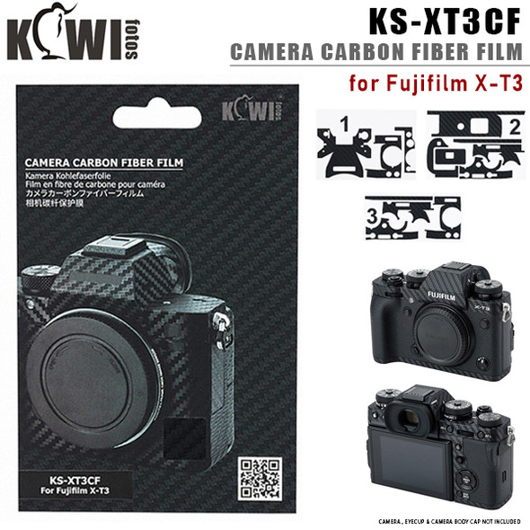 KIWIFOTOS KS-XT3CF Camera Carbon Fiber Film with Wet Cleaning Wipe for Fujifilm X-T3