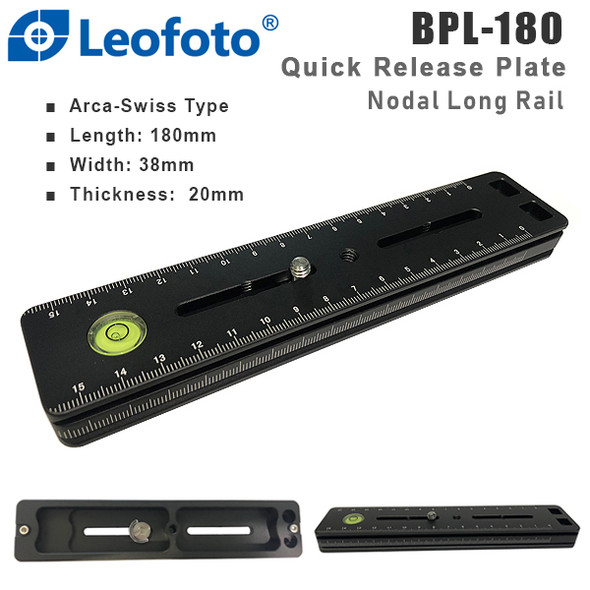 Leofoto BPL-180 Nodal Long Rail Quick Release Plate (Arca-Swiss , 180mm)