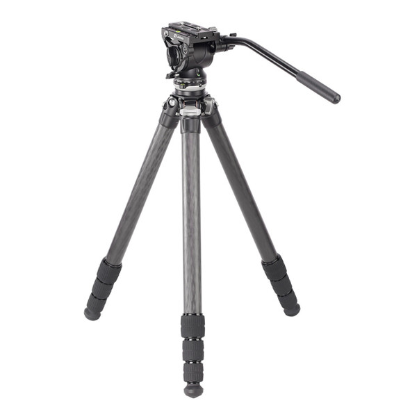 Leofoto LS-324CEX +BV-10 Ranger Series Carbon Fibre Tripod with Leveling Base & Fluid Video Head ( Max Load 15kg, 4 Section, Twist Lock ,Low Profile ,Flat Base )