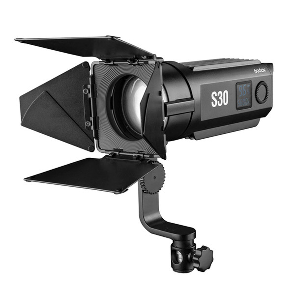 Godox S30 Focusing LED Light with SA-08 Barn door (5600K , Adjustable Beam Angle 6° to 55°)