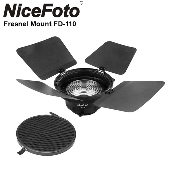 Nicefoto FD-110 Fresnel Mount with Barn Door for HB-1000B II , HA-3300B (Bowens Mount) 