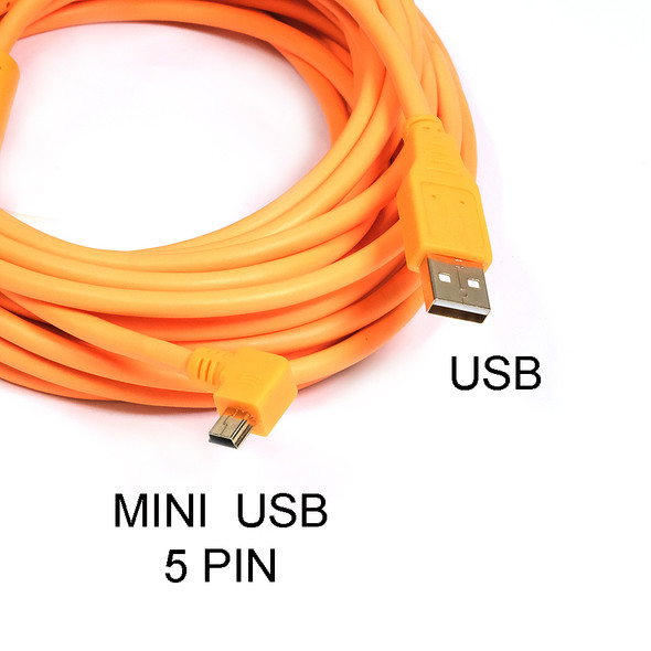 Fotolux USB-A to Mini B 5 Pin High Speed Tethering Cable (8m) for Canon , Nikon