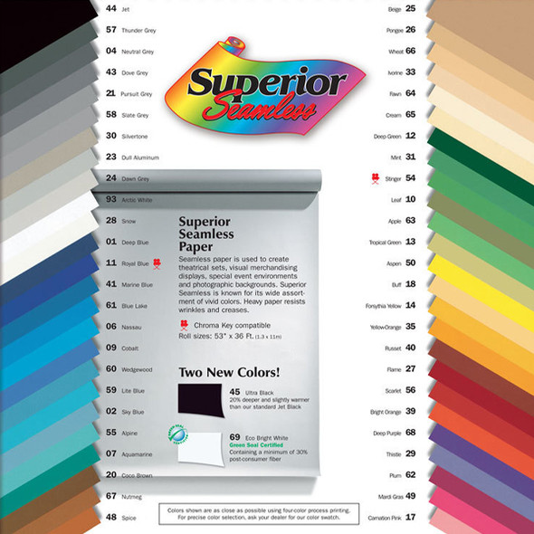 Superior 1.35m x 11m Seamless Background Paper Roll (Made in USA)