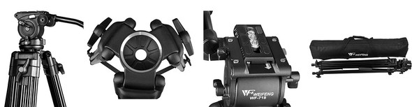 Weifeng WF-718  1.8m Video Tripod with Fluid Head
