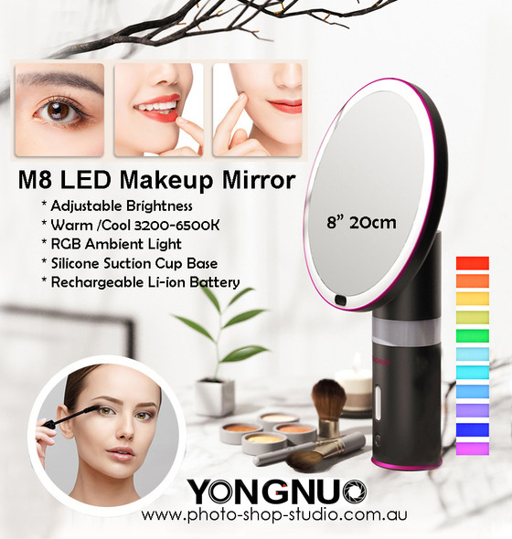 Yongnuo M8  8" Desktop LED Light Make up Mirror with RGB column ( 3200K-6500K)