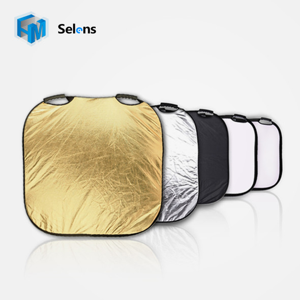 Selens 5 in 1 Square Collapsible Reflector 100 x 100cm with Handle Grips