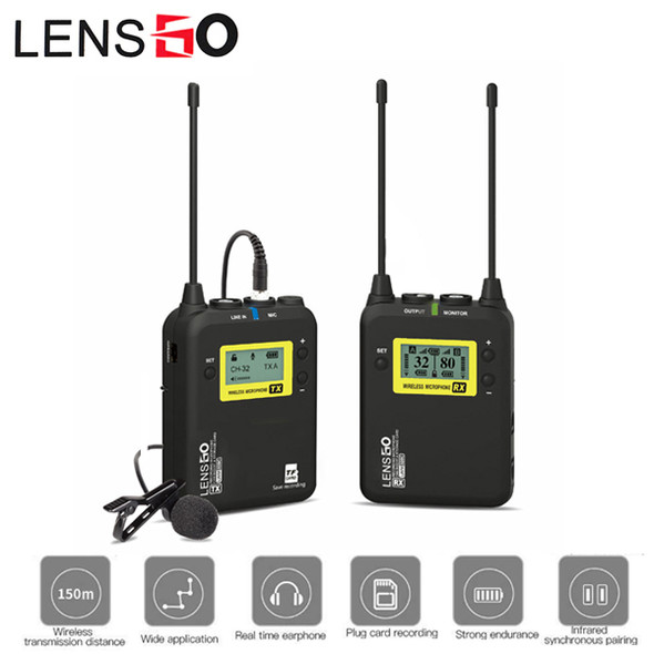LENSGO LWM-328C Lavalier / Lapel Wireless Microphone Set with TF card slot (1 Transmitter + 1 Receiver)