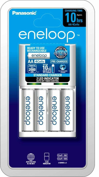 Panasonic eneloop Standard Battery Charger with 4x AA Batteries (AA, AAA)