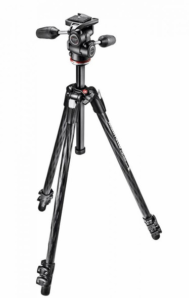 Manfrotto MK290XTC3-3W Carbon Fiber 3-Section Tripod with MH804-3W 3-Way Head (Max Load 4kg , Flip Lock)
