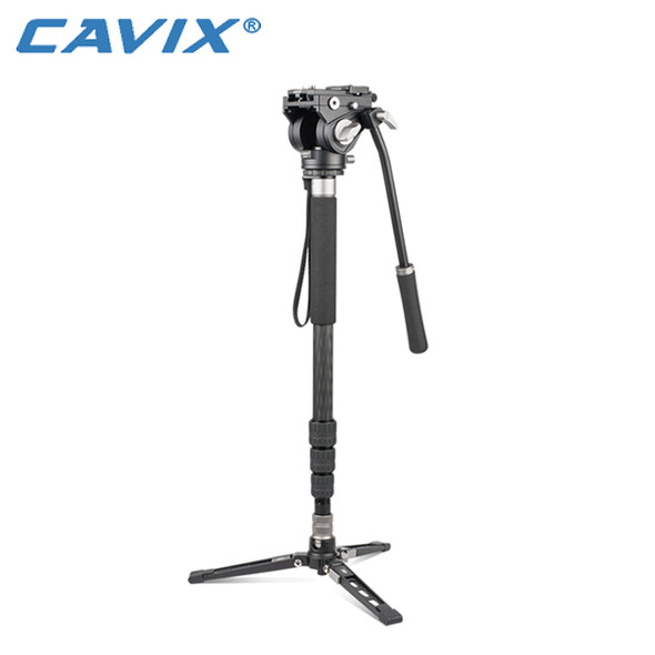 Cavix MPD-284C+VH-01 Carbon Fiber Video 4-section Monopod with Video Head (Max. Load 8kg , Twist Lock)