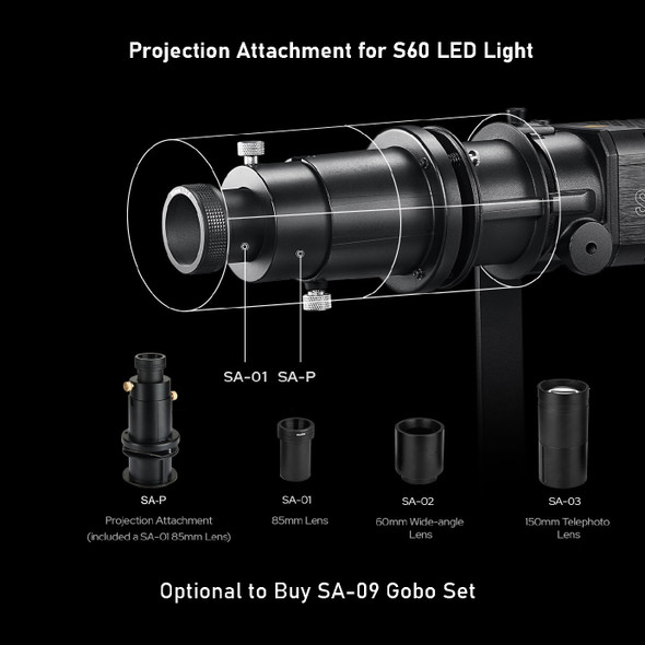 Godox S60 60W Focusing LED Spot Light (AC / V-mount Battery , Adjustable Beam Angle 6° to 55°)