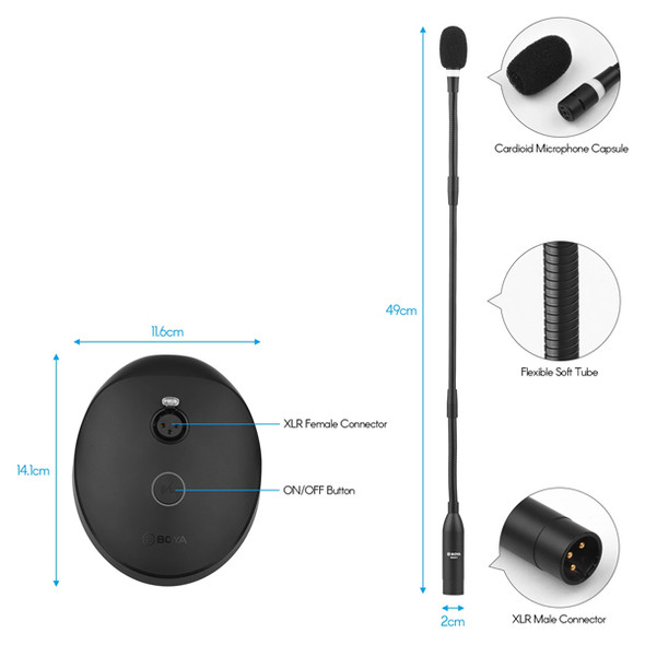 BOYA BY-GM18CB 18" Desktop Gooseneck Condenser Pro Microphone (XLR Jack)