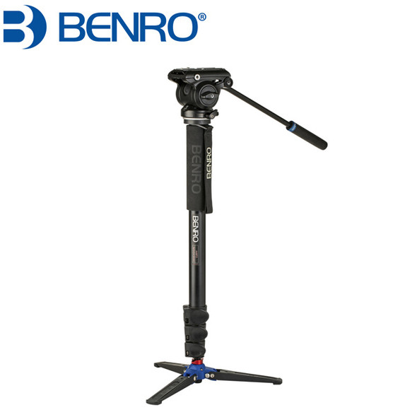 Benro A48FD S4PRO Alum Video Monopod (Flip Lock) with legs and S4 Pro Fluid Head