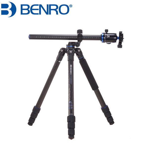 Benro FGP28CV2 Go Plus Carbon Fiber 4-Section Travel Tripod with V2 Head & Cross Arm for Flat Lay Photos (Twist Lock)