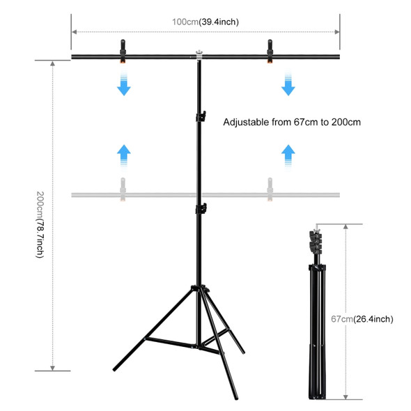 Fotolux 100 x 200cm Light Duty T-Back Background Support Stand 