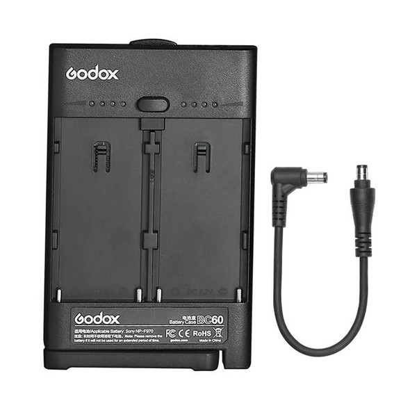 Godox BC60 NP-F Battery Plate (2-Slots) with 20cm DC Power Cable for ML30 ML60 LC30D LC30Bi LED