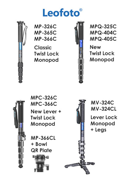 Leofoto MPQ-325C Carbon Fibre Twist Lock Monopod  with Carry Bag