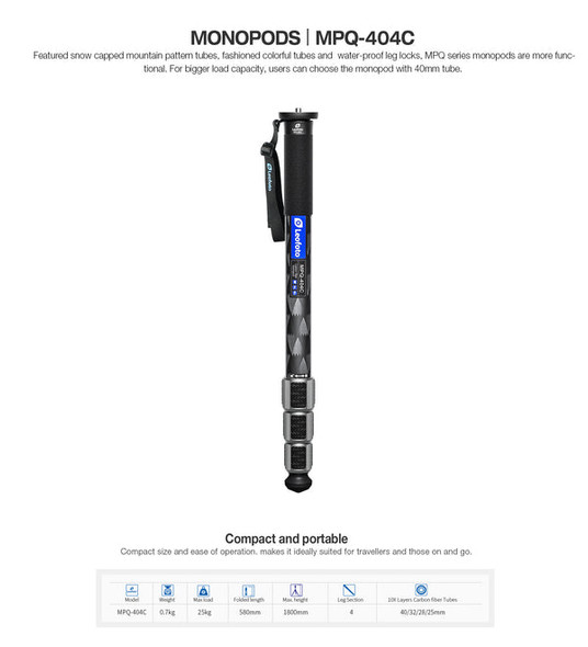 Leofoto MPQ-404C Carbon Fiber 4-Section Monopod (Twist Lock)