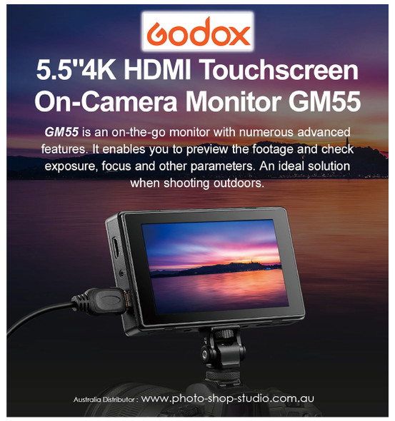 Godox GM55 5.5'' 4K HDMI Touchscreen On-Camera Monitor