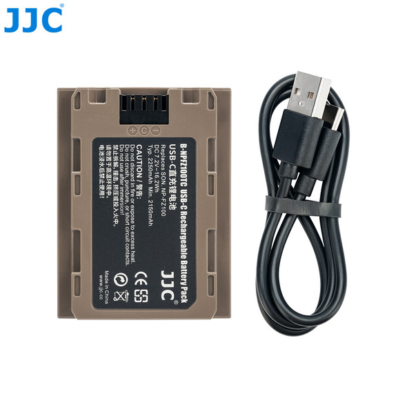 JJC B-NPFZ100TC  USB-C Port Direct Rechargeable Li-ion Battery  2250mAh (Replaces Sony NP-FZ100)
