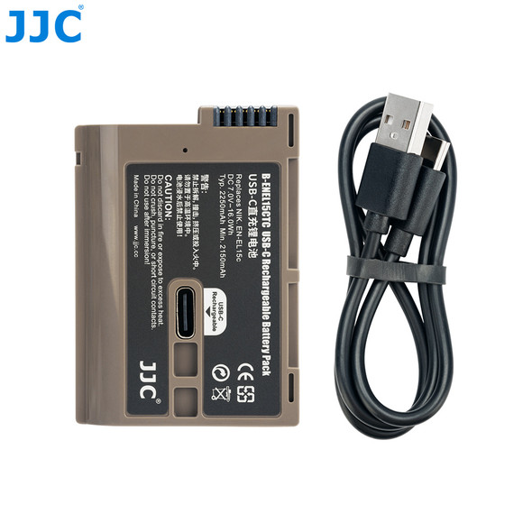 JJC B-ENEL15CTC 7.0V 2250mAh USB-C Rechargeable Li-ion Battery (Replaces Nikon EN-EL15c)