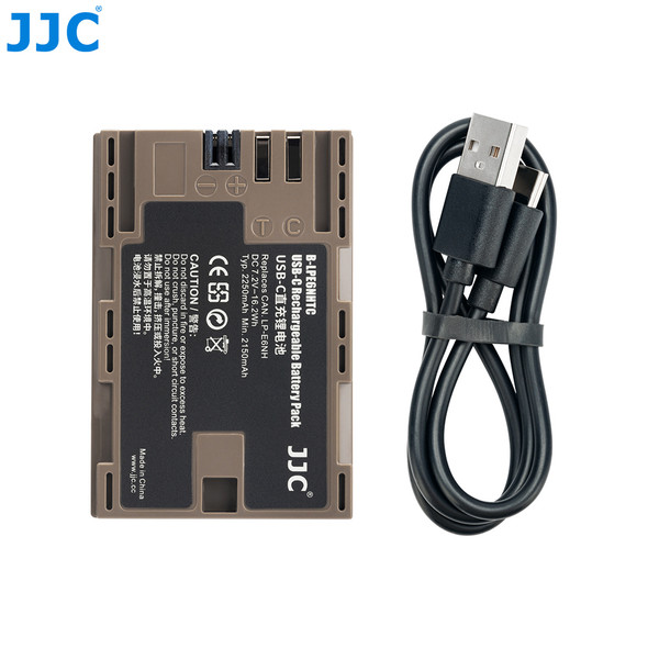 JJC B-LPE6NHTC 7.2V 2250mAh USB-C Rechargeable Li-ion Battery (Replaces Canon LP-E6NH)