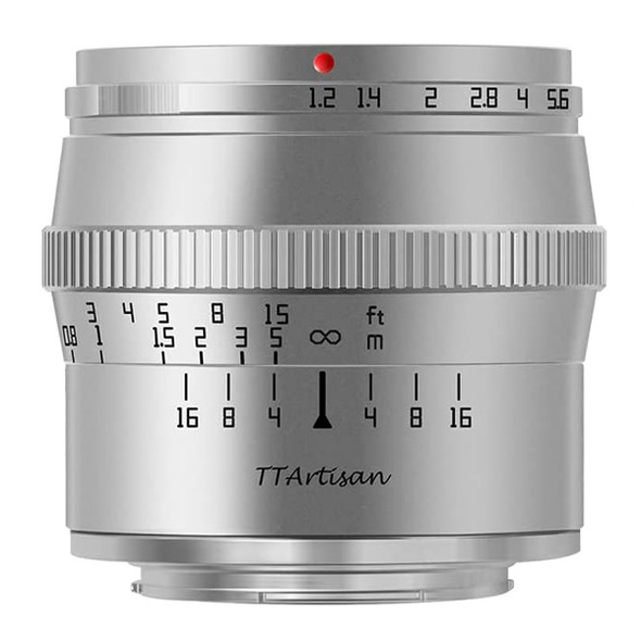 TTArtisan 50mm F1.2 APS-C Manual Focus Large Aperture Portrait Lens for Fujifilm X-mount (Silver)