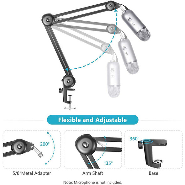 Ulanzi VIJIM 2838 Overhead Scissor Mic holder Stand with Smartphone Clip