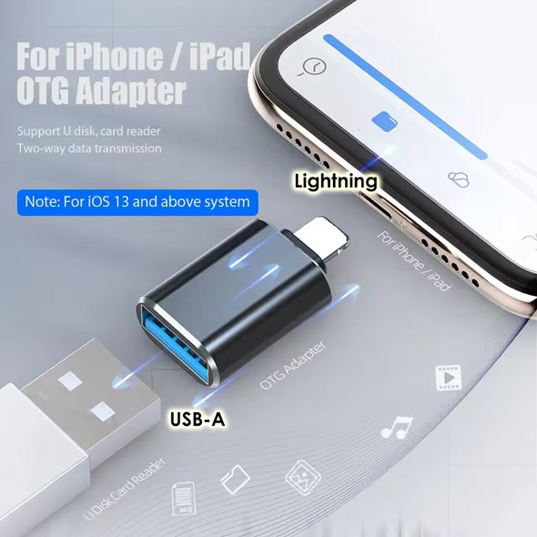 Fotolux iOS Lightning Male USB 3.0 to USB-A Female OTG Converter for Charging Data Sync