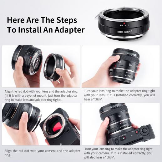K&F Concept KF06.469 EOS-L Manual Focus Lens Adapter for Canon EF/EF-S Lenses to Sigma, Leica, Panasonic L-mount Camera