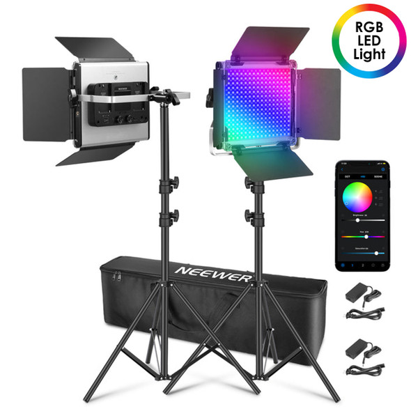 NEEWER 2x 50w RGB660 PRO II LED Panel Video Lighting Kit