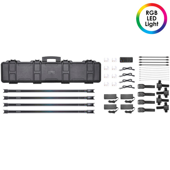 Godox TL120-K4 117cm 30W RGB Tube LED Four Light Kit (2700K-6500K)