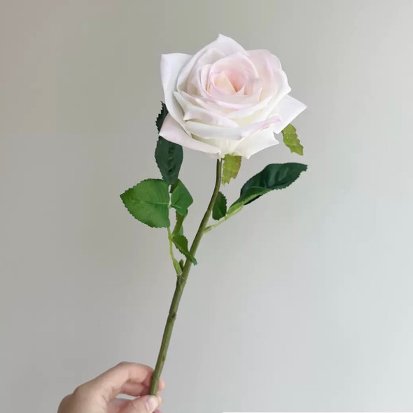 Fotolux Photo Props Long Stem Spray Artificial Real Touch Rose Full Bloom Pale Pink (9cm x 45cmH)