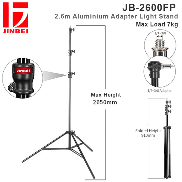Jinbei 3x JB-2600FP Aluminium Light Stand 2.6m tall (Bulk Buy)