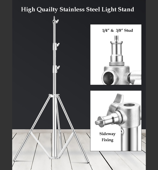 Fotolux 3x SZ-J288SS Stainless Steel Light Stand 2.8m tall (Bulk Buy) 