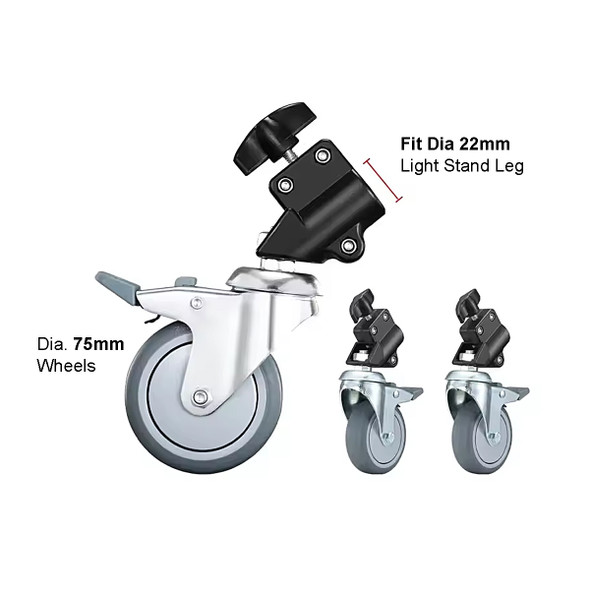 Fotolux SZ-C22  3-in-1 Light Stand Roller Wheels Caster Set ( Fits Max. Ø22mm legs)