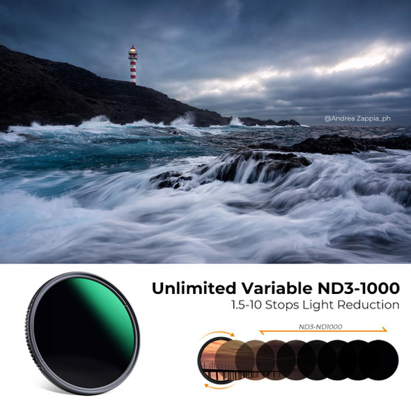 K&F Concept KF01.1830 49mm ND3-ND1000 (1.5-10stop) Nano-D Variable Neutral Density VND Filter
