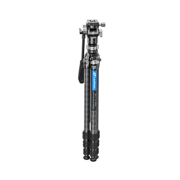 Leofoto LY-224C+BV-0R+LB-38 Carbon Fiber 4-section Twist Lock Video Tripod with Fluid Head & Leveling Base (Black)