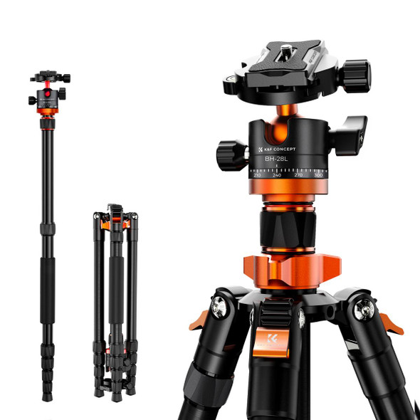 K&F Concept TM2515M1 K255A4+BH-28L Aluminium Compact Tripod with 360° Panorama Ball Head