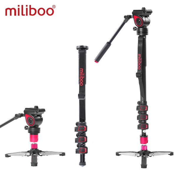 Miliboo MQB Professional Carbon Fiber Flip Lock Monopod with Fluid Head