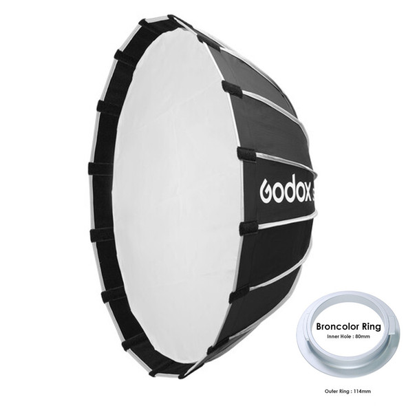 Godox S85T-BR 85cm  Silver Interior Parabolic Quick Release Softbox (Broncolor mount ) (Black & Silver)