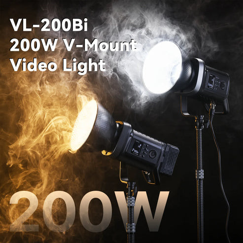 Ulanzi VL-200Bi 200W Bi-color Dual Power V-Mount LED Video Light L079CNA1 (2700K-6500K) - Bowens mount