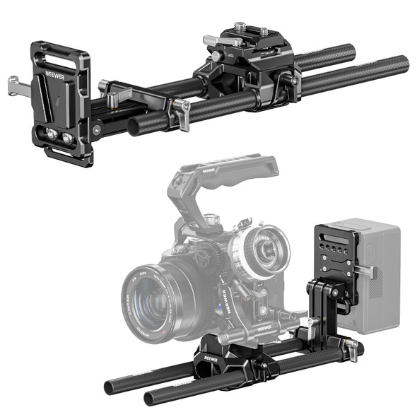NEEWER 15mm LWS Baseplate with 15mm Rods & V-mount Battery Mounting Plate 