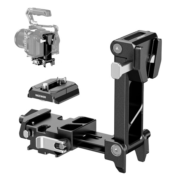 NEEWER PS013 L-Shaped Foldable V-Mount V-Lock Battery Mounting Plate with Arca-Swiss QR Plate