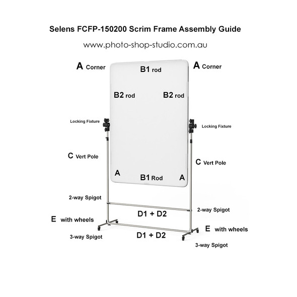 Selens FCFP-150200 1.5m x 2m Scrim Frame with Diffuser and Wheels