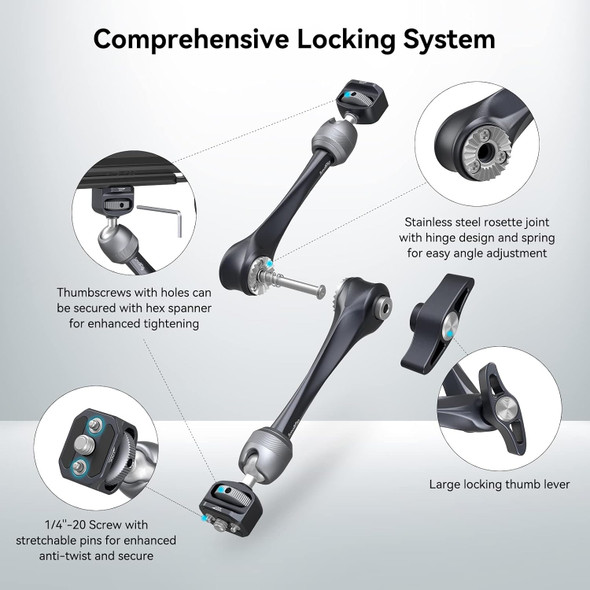 SmallRig 3959 (11") Rosette Magic Arm with Dual Ball Heads