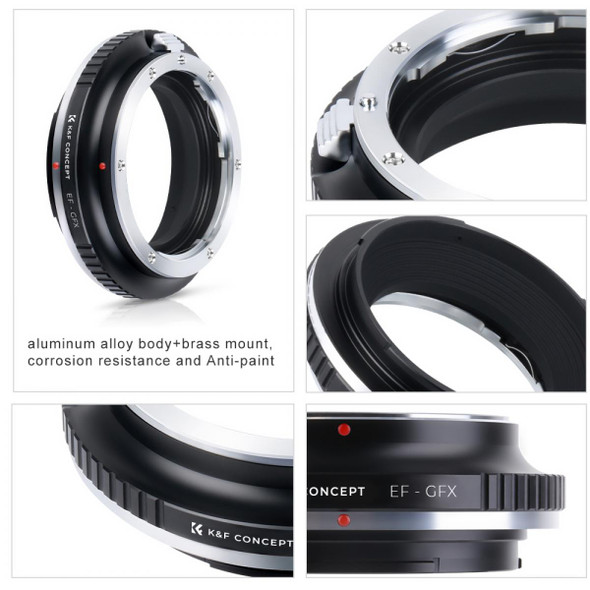 K&F Concept KF06.350 EF-GFX Manual Lens Adapter for Canon EOS EF mount Lens to Fujifilm GFX mount Camera