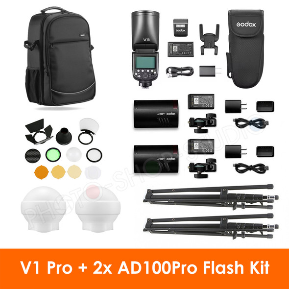 Godox V1 Pro + 2x AD100Pro Round Head Three Light Kit