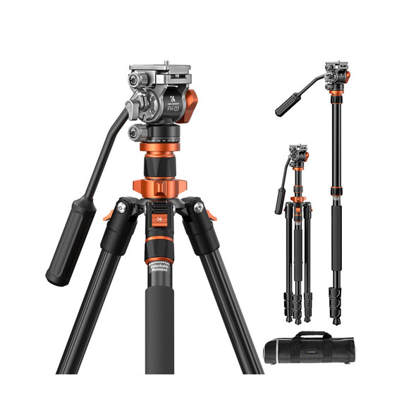 K&F Concept KF09.136 K234A7+FH-03 Alum Flip Lock Video Tripod with Fluid Head
