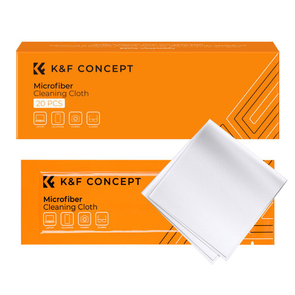 K&F Concept SKU.1615 15x15cm Dry Microfiber Dust-free Camera Lens Cleaning Cloth (20Pack)